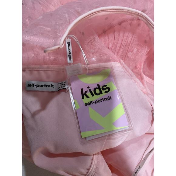 Self-Portrait Kids Point D'Esprit Pink Polyester Tulle Dress Size 8 - NWT - Picture 4 of 6